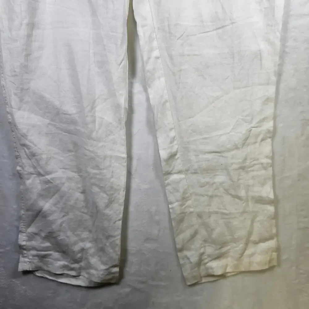 28 Palms 100% Linen Pants‎ Drawstring Waist Casual Summer Beach White XXL 34